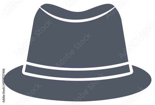 Classic Fedora Hat Icon, Retro Headwear Illustration, Vintage Fashion Accessory, Formal Attire