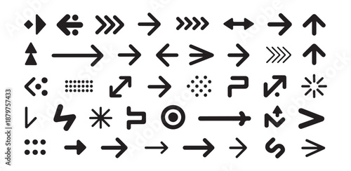 Varied collection of directional arrows and functional symbols for modern user interface design