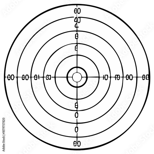 Concentric Circles Target with Numerical Markings and Crosshair Center