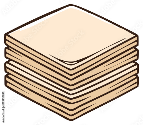 Delicious stack of square crackers biscuits or wafers vector cartoon illustration