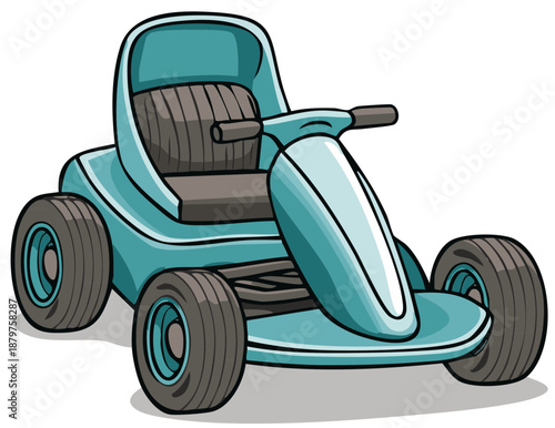 Bright Teal Colored Go Kart Style Recreational Vehicle Illustration