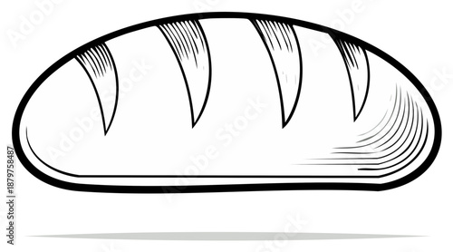 Simple hand drawn illustration of a loaf of bread with scoring marks in a line art style