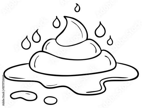 Cartoon illustration of dripping feces with liquid pooling around it