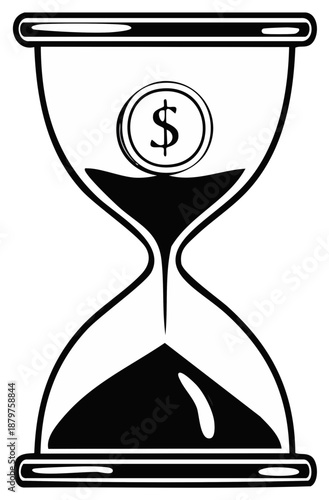 Hourglass with Dollar Coin Symbolizing Time and Money