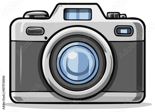 Modern Digital Camera Front View Cartoon Style