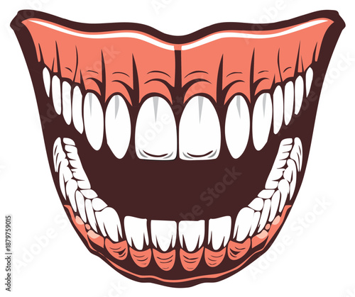 Cartoon mouth with exposed teeth and gums illustration