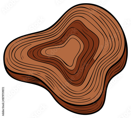 Stylized illustration of a tree trunk cross-section with organic shape and layered details