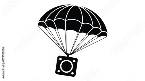 A parachute delivering a condom package, symbolizing safe sex and protection Vector