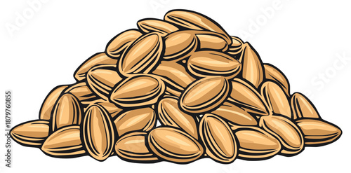 A Pile of Sunflower Seeds in a Hand Drawn Illustration Style