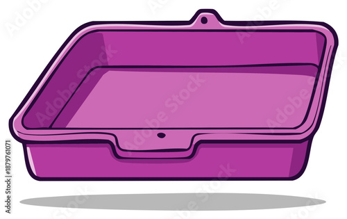 Empty Pink Plastic Cat Litter Box with Raised Sides for Felines, Modern Design, Pet Supplies, Easy to Clean, Animal Hygiene