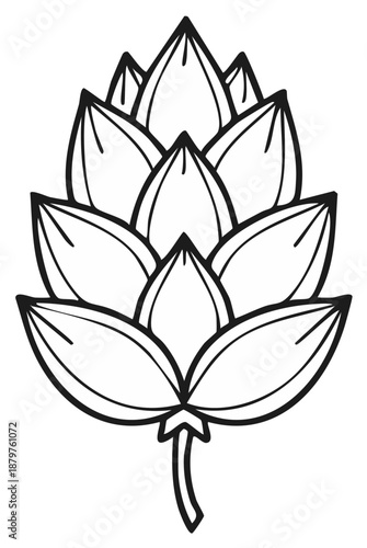 Stylized Hop Cone Line Art Illustration Floral Design Plant Outline for Beer Brewing Ingredient Artwork Craft Project Decor