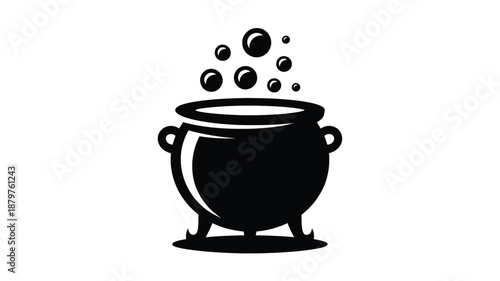 Mystical bubbling cauldron icon for halloween and magic themed designs Vector