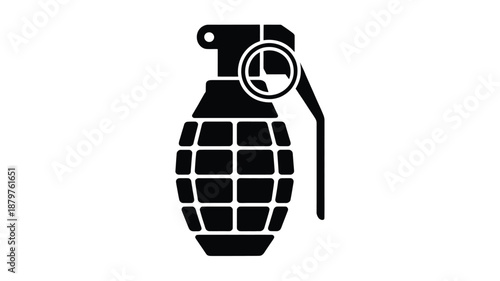 Classic black silhouette illustration of a hand grenade, symbolizing conflict and danger Vector