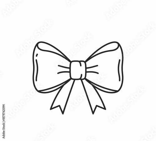 Prosty rysunek konturowy kokardy, idealny do dekoracji i projektów graficznych.