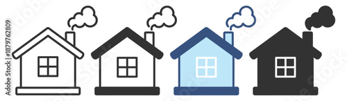 House icon set, real estate property and home housing symbols, minimal outline vector illustration on transparent background