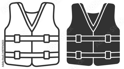 Life jacket vest icon, marine boating safety and outdoor water sport equipment, simple flat vector pictogram illustration on transparent background