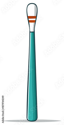 Cotton Swab with Teal Handle and Brown Stripes on White for First Aid