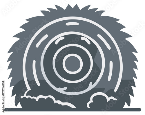 Graphic illustration of a circular saw blade, isolated, for woodworking and construction