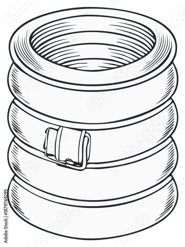 Stack of Circular Elements with a Buckle Illustration for Design and Engineering Applications