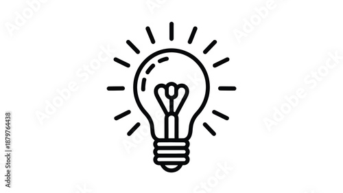 Glowing light bulb icon symbolizing innovation, creativity, and bright new ideas Vector