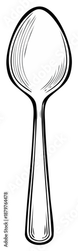 Black and white illustration of a spoon, simple design element