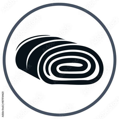 Minimalist rolled mat graphic in a circle for wellness and home