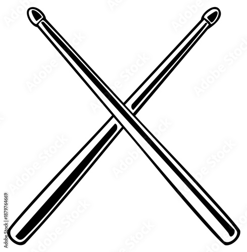 Crossed Drumsticks for Music Performance and Percussion Instrument Illustration