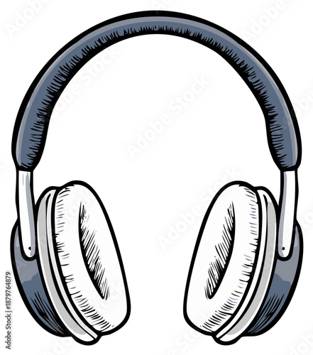 Stylish over ear headphones illustration for music listening audio experience and modern sound technology