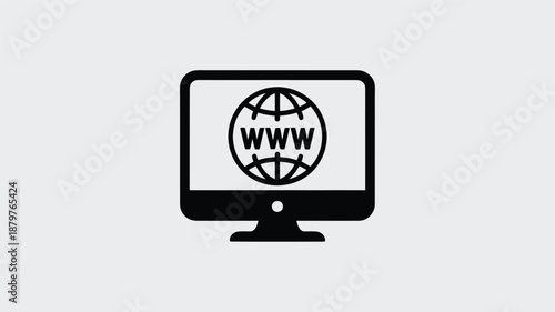 Global internet access and world wide web browsing displayed on a computer monitor screen icon Vector
