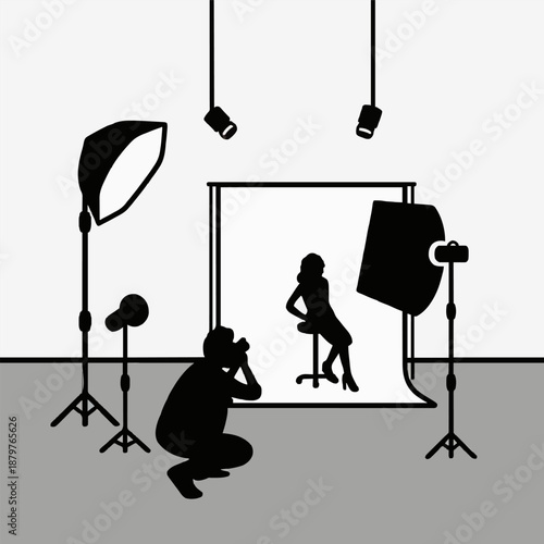 Photo Shoot Setup - Silhouette of Photographer & Model
