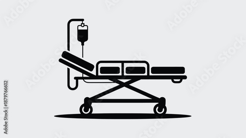 Medical stretcher icon with intravenous drip for emergency and hospital care Vector