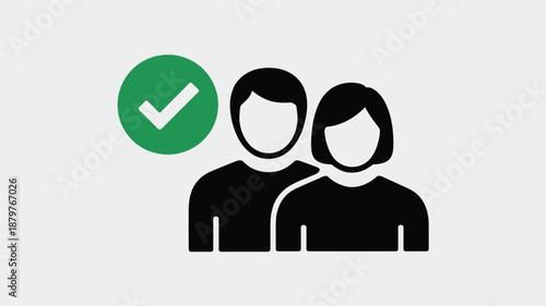 Verified user profile or team member successful approval icon for digital platforms Vector