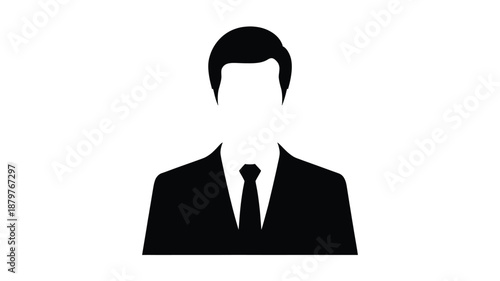 Professional male avatar silhouette with suit and tie, a versatile icon for user profiles Vector
