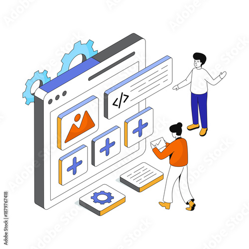 A colored design illustration of online content development 