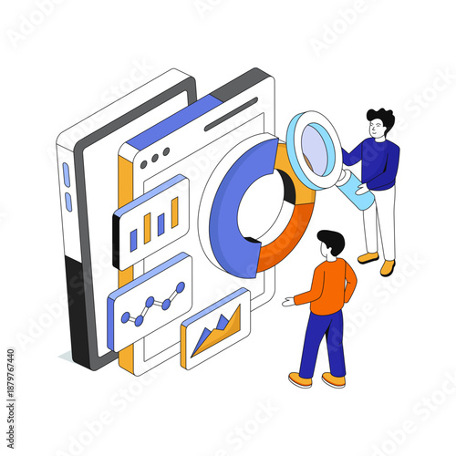 Modern design illustration of mobile data analysis 