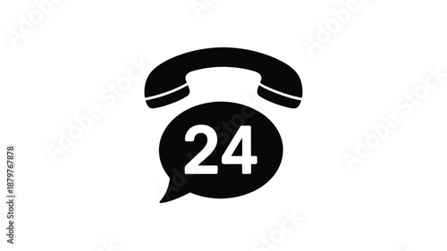 24-hour phone support service icon representing constant customer assistance and availability Vector