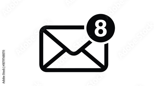 Email notification icon with eight unread messages for digital communication Vector