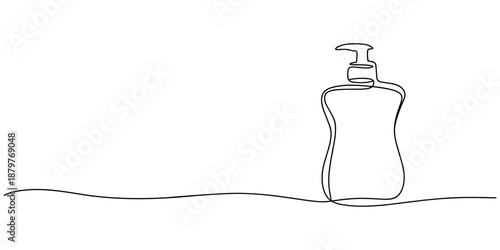 Mouthwash in one continuous line. One line drawing, minimalism. Vector illustration, outline simple style on white background. mouthwash pro vector concept. mouthwash bottle, Dental care products.