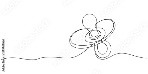 Pacifier for baby. Continuous line one drawing. Vector illustration. Simple line illustration, Pacifier for baby. Continuous line one drawing. Vector illustration. Simple line illustration.
