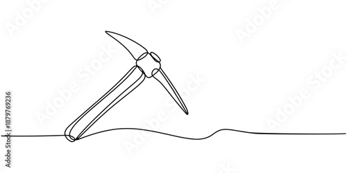 Continuous line drawing art Pickaxe tool Mining Pickaxe concept, Cryptocurrency Mining Continuous Line Editable Icon, Continuous line drawing art Pickaxe tool Mining Pickaxe concept, Continuous
