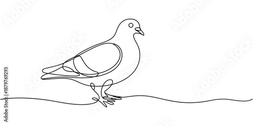 Single Line pigeon. Dove Drawing Peace, Flight, Freedom, Hope, Art, Simple Linear Drawing, flying dove bird. Continuous one line drawing of flying bird. Minimalist bird, dove, pigeon outline design.
