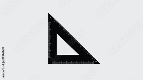 A black set square geometric ruler instrument for precise measurement and drafting Vector