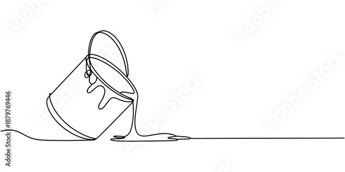 Pouring paint bucket continuous one line drawing animation, Pouring paint bucket animation continuous one line drawing. full length one line animation. Paint bucket. Home renovation, fix, color