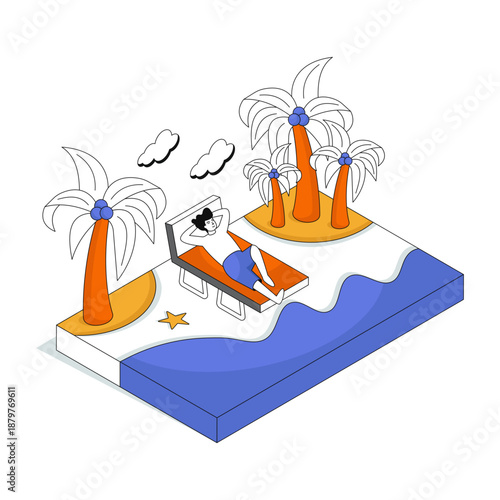 Modern design illustration of beach relaxation 