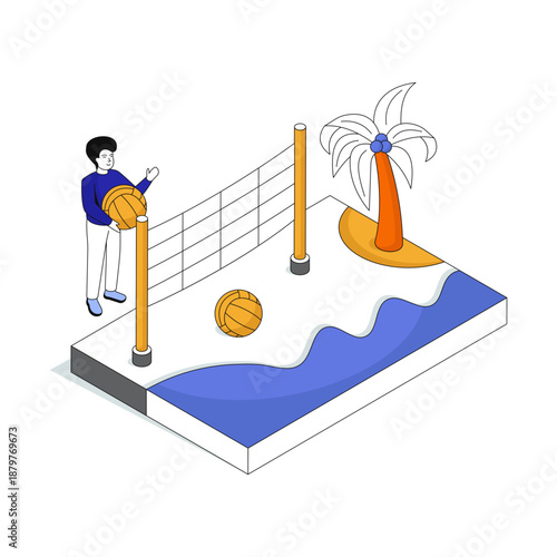 Modern design illustration of beach volleyball 