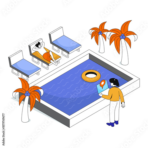 Modern design illustration of sunbathing 