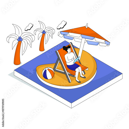 Modern design illustration of beach relaxation 