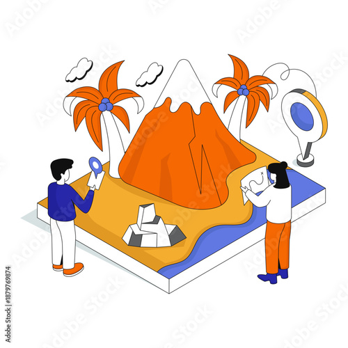 A unique design illustration of mountains showcasing hills station 