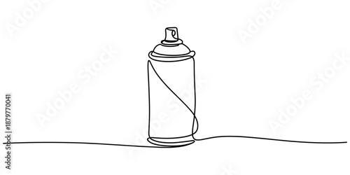 spray can with a silver top and bottom sits against a dark background, ready for various creative or practical applications continuous one line drawing, spray paint cans