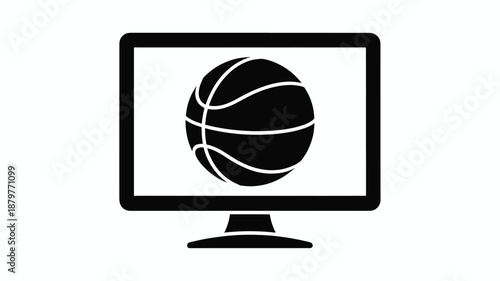 Basketball game streaming live on a personal computer monitor screen Vector